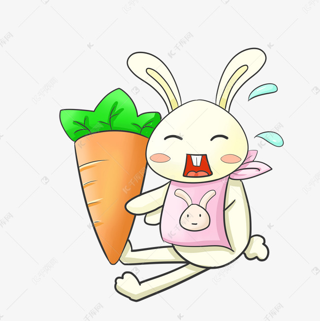 小兔子吃胡萝卜插画