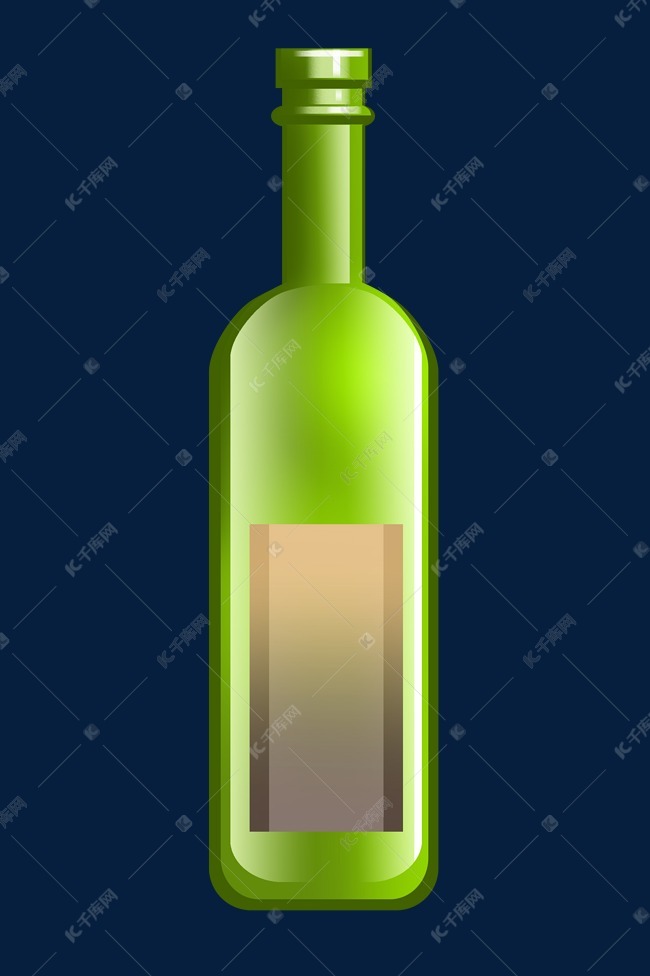 绿色啤酒瓶酒瓶插画