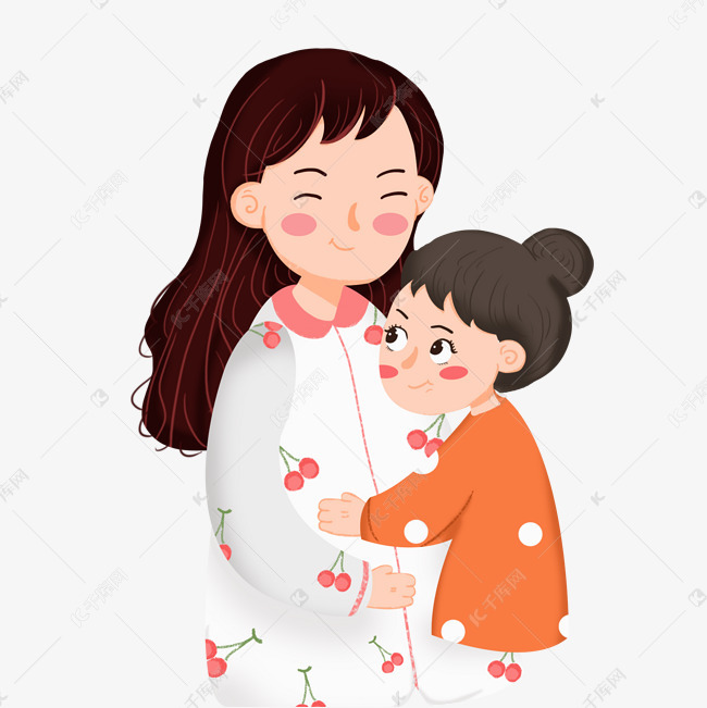 唯美母亲节母女插画
