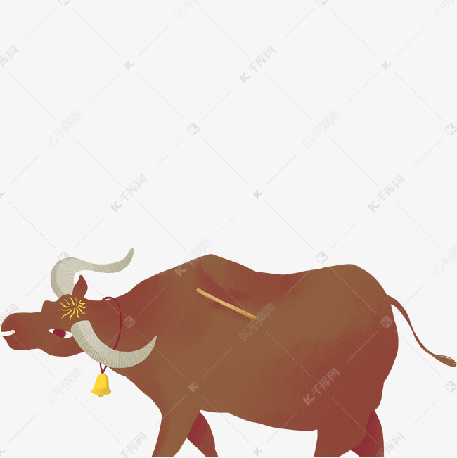 卡通红色的牛马免抠图
