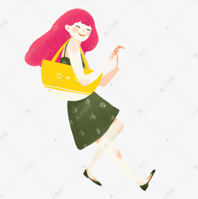 卡通时尚小女孩免抠图
