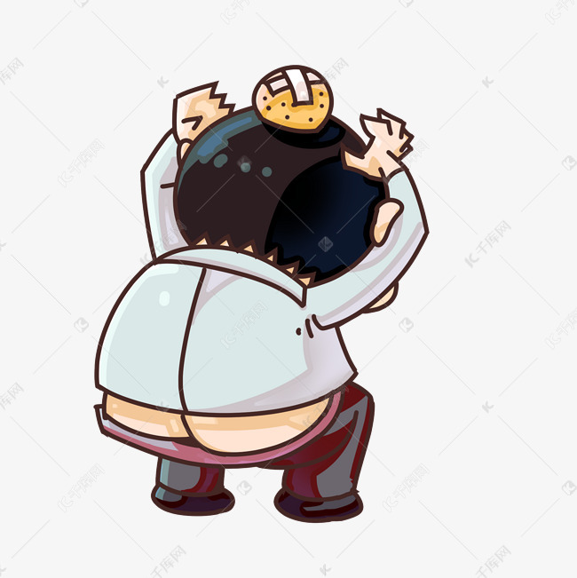 蹲着的小男孩插画