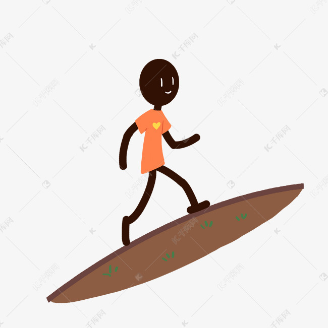 的素材免抠向上走路的小男孩绿色的叶子黄色的爱心黄色的衣服卡通人物