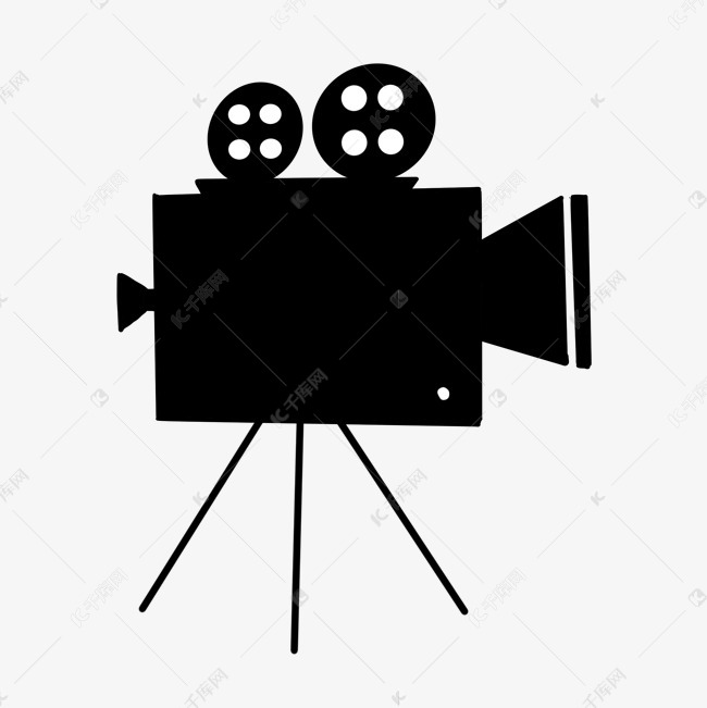 黑色扁平风放映机的素材免抠扁平风格ppt放映机传媒媒介媒体
