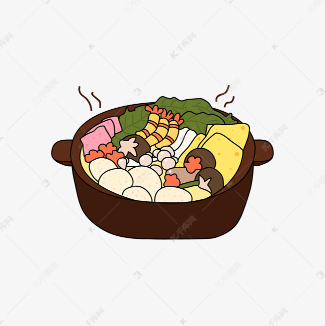 卡通手绘火锅食材矢量图下载