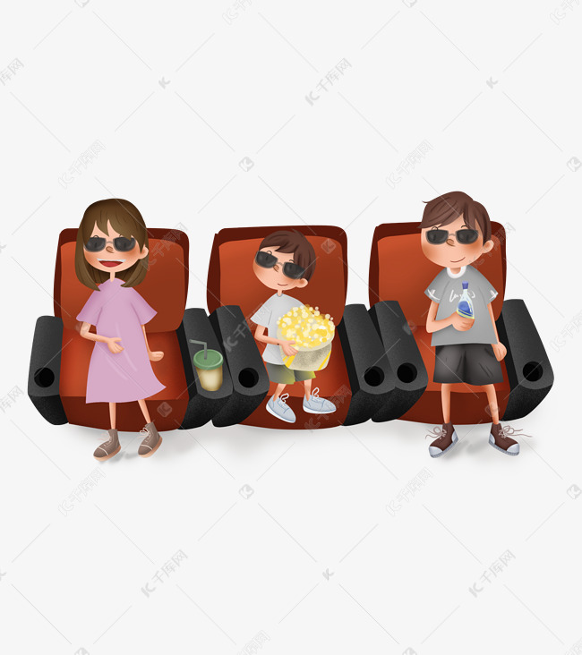 电影院看电影的一家人素材图片免费下载_高清psd_千库