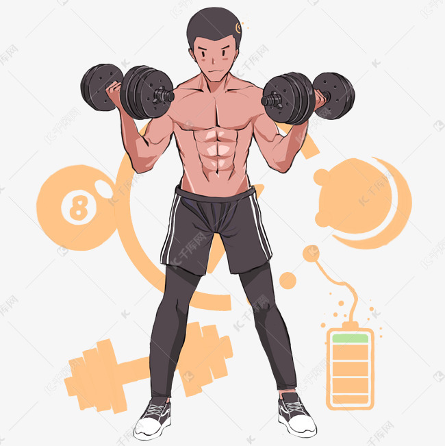 运动举哑铃小男孩