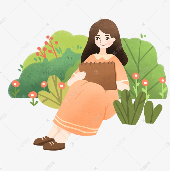 春游踏青写生插画