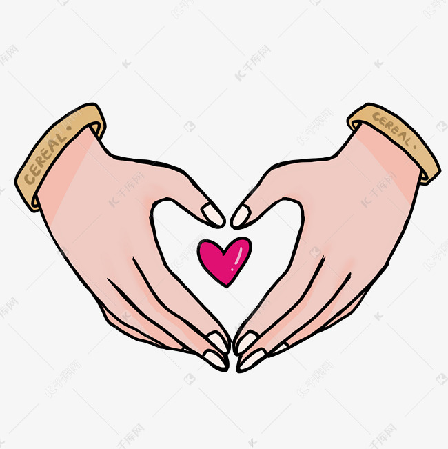 手势比心卡通插画
