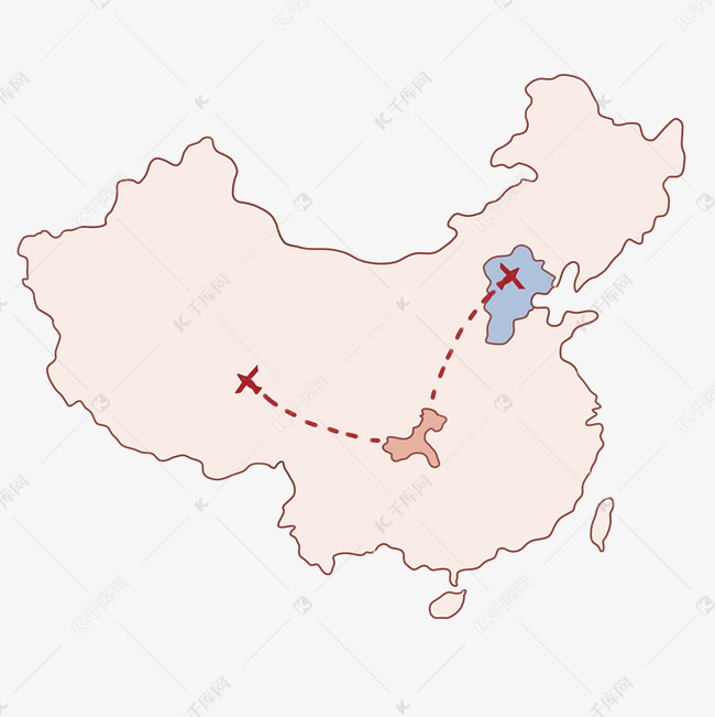 中国地图航线插画素材图片免费下载_高清psd_千库网