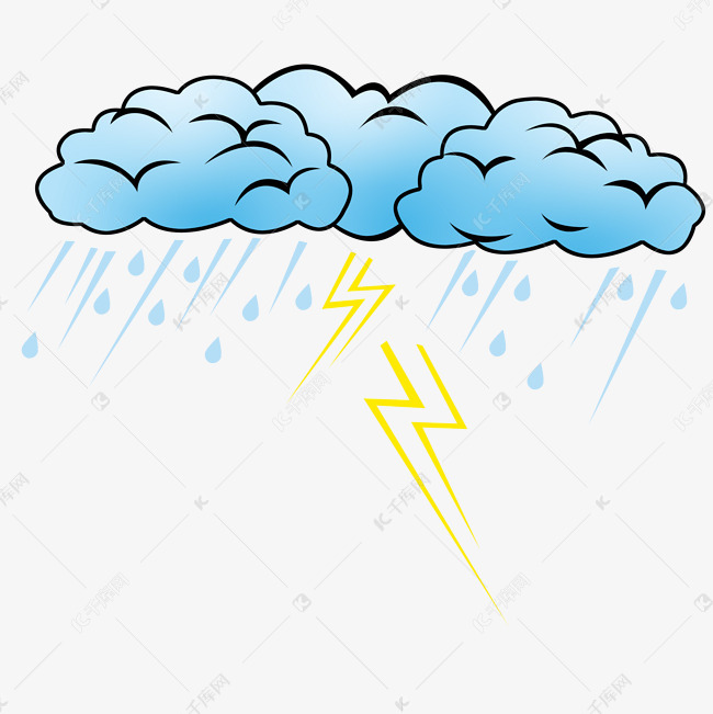 雷阵雨卡通天气插画