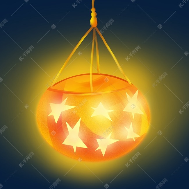 小桔灯镂空星星暖橘色图书校园温暖创意礼品png免扣