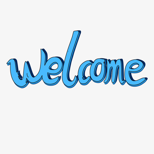 welcome欢迎蓝色立体字