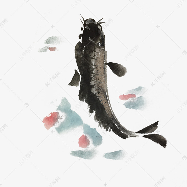 水墨风古风鱼手绘插画