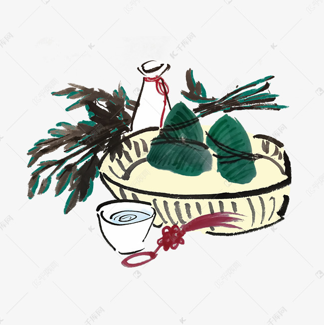 端午节粽子水墨素材