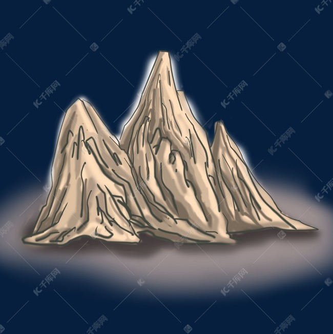 石头主题假山石卡通手绘