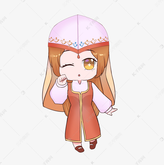 q版卡通少数民族回族少女