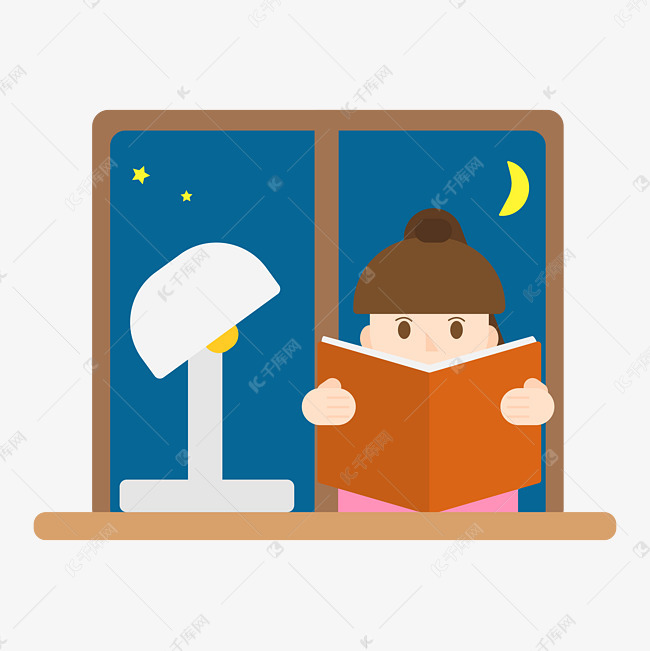 世界读书日窗台前晚上看书读书的人