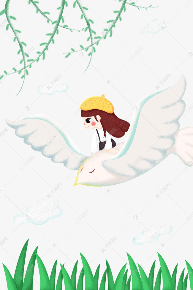 卡通白鹭节气pngsu