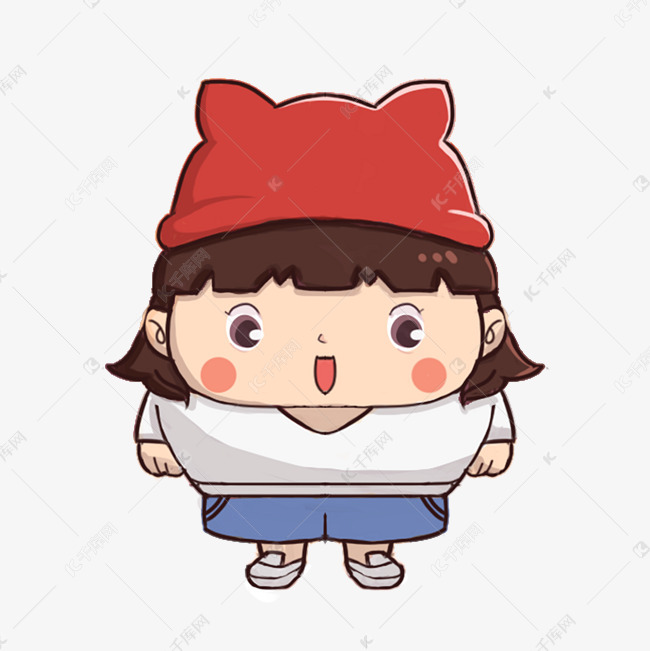 带猫耳朵的胖胖圆形女孩
