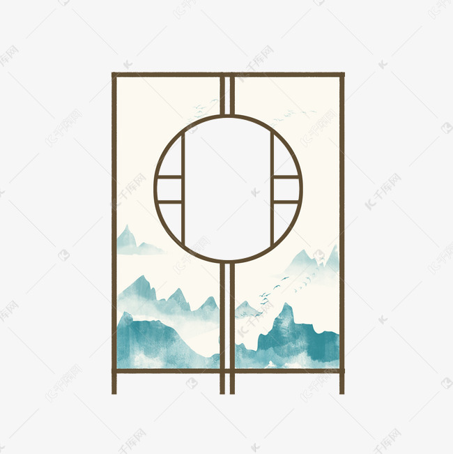 中国风古代屏风装饰免扣素材