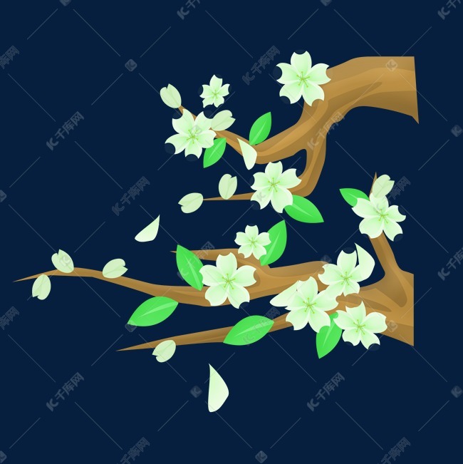 小清新卡通梨花插画