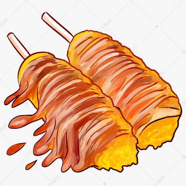 卡通油炸食物插画