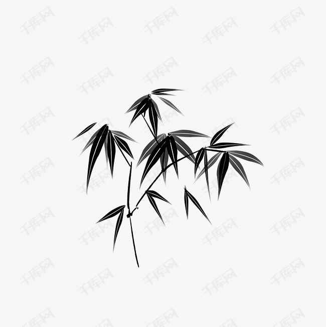 竹叶手绘竹子素材 墨竹