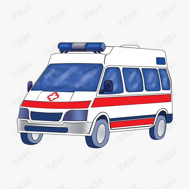卡通救护车装饰插画
