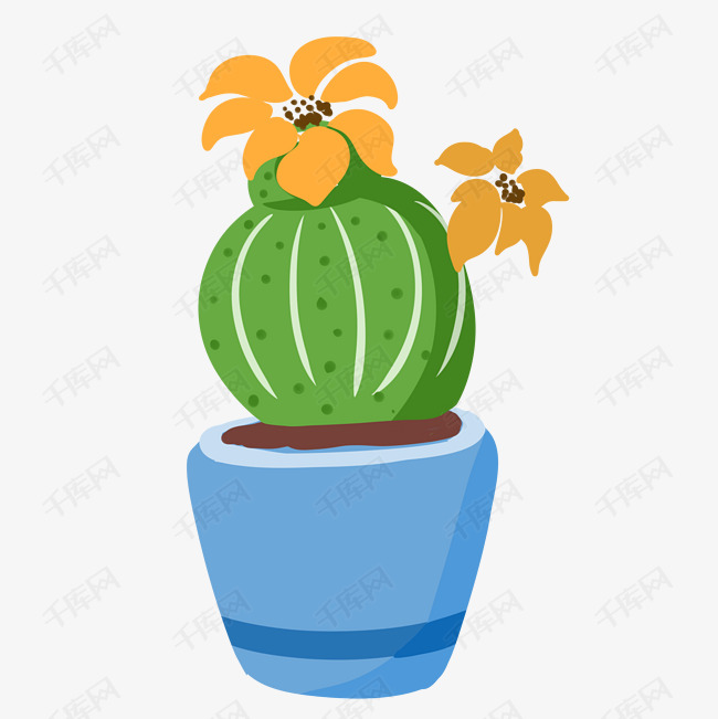 开花的绿色植物插画