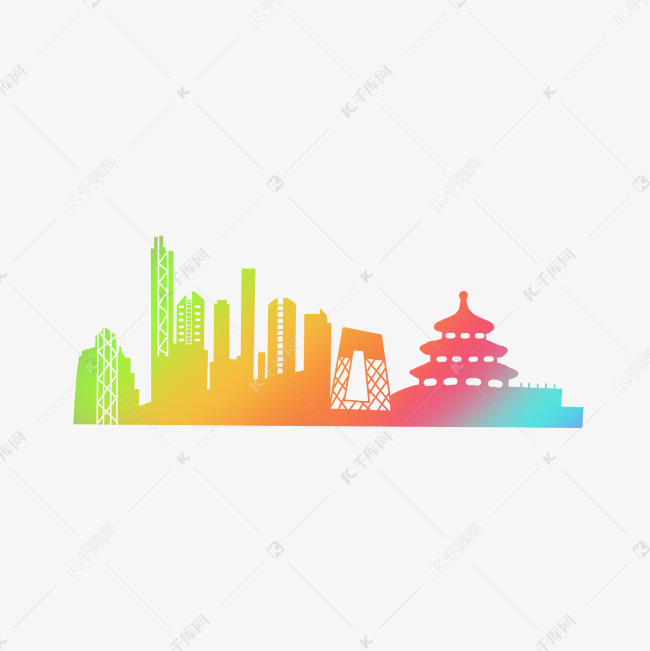暖色渐变北京剪影