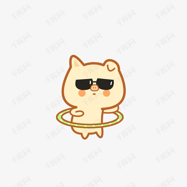 笑脸猪猪转圈圈戴墨镜表情包下载