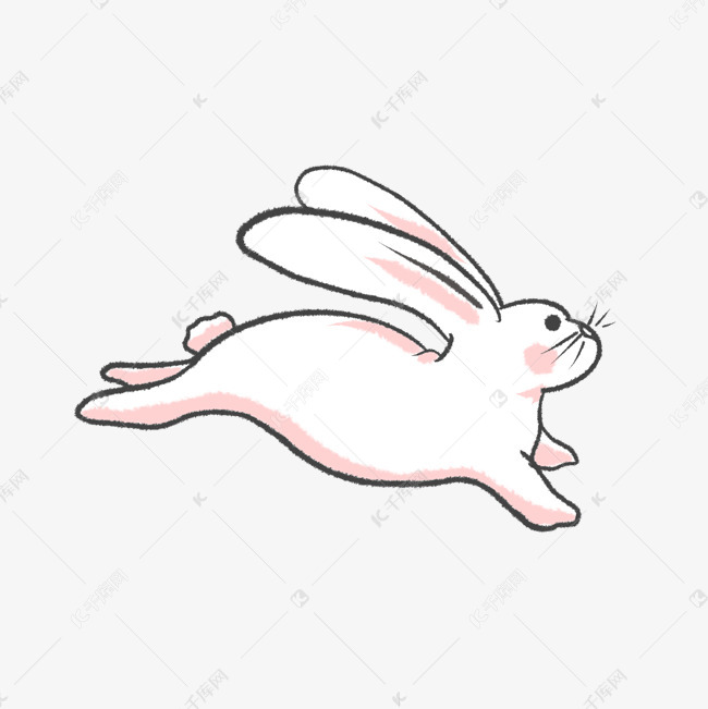 可爱卡通跳跃奔跑兔子