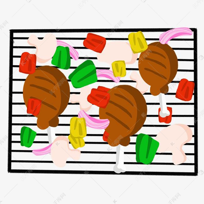 卡通烧烤食物插画