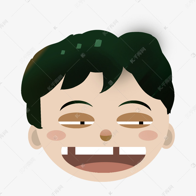 免抠元素 卡通人物插画 开心的笑脸男孩插画版权可商用有保障