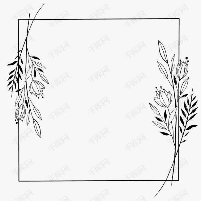 黑色方形植物边框