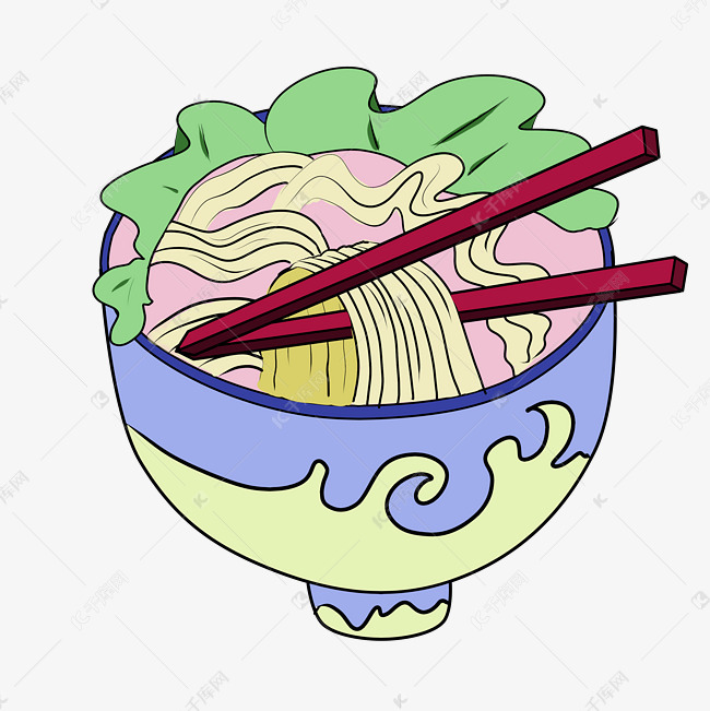 蔬菜面条卡通插画