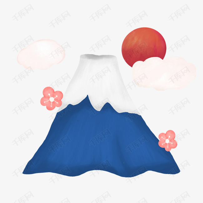 卡通富士山创意插画