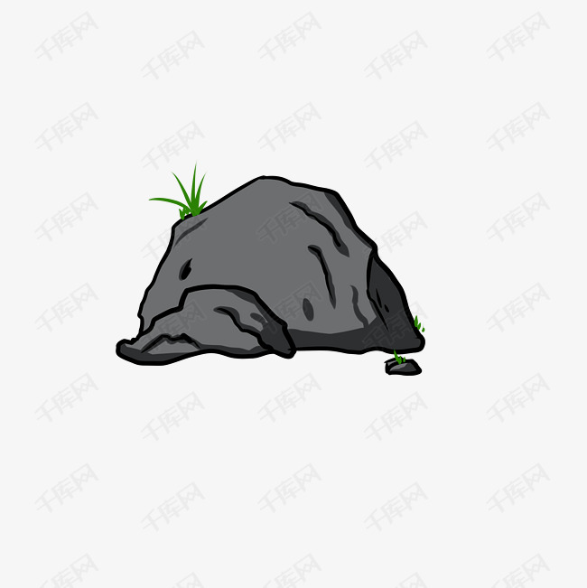 灰色长草石头