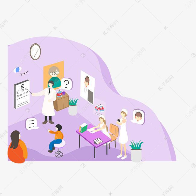 医疗医院治疗病人眼科扁平风png