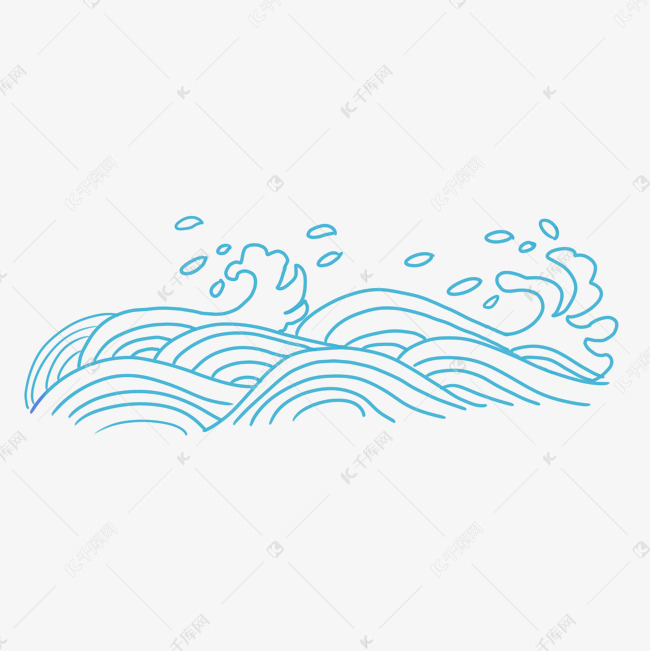 中国风线条感浪花波浪设计素材