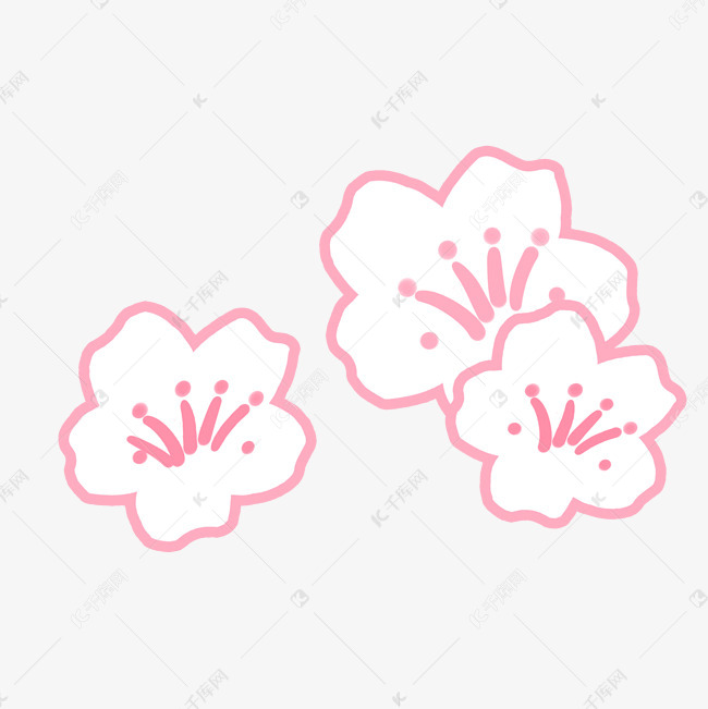 粉色简笔画平面樱花