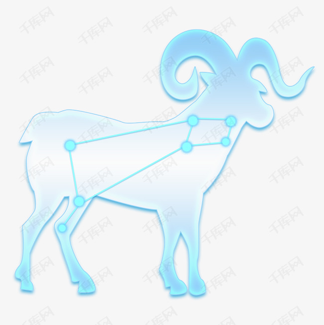 十二星座带星象图透明剪影系列之白羊座PNG