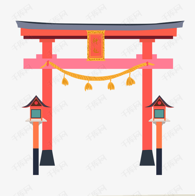 日本鸟居装饰插画