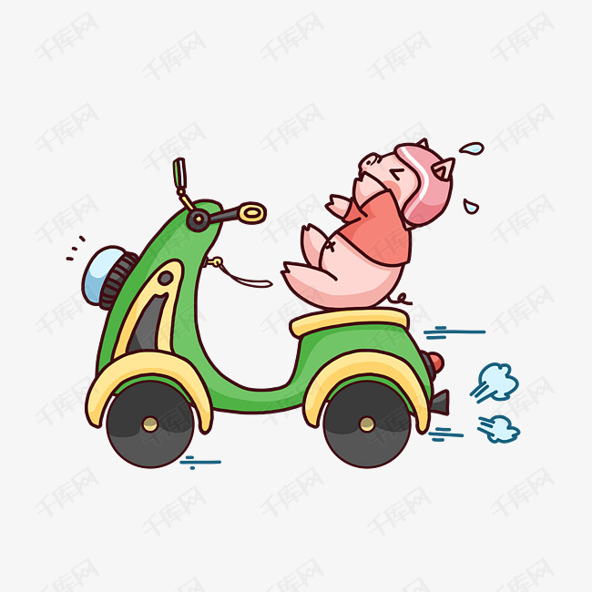 可爱小猪骑电瓶车