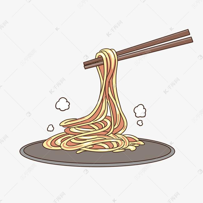 一筷子面条卡通插画
