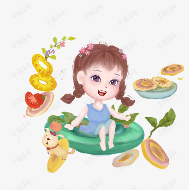 美味零食系列小女孩的甜甜圈