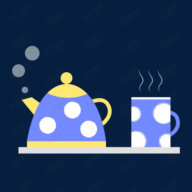 卡通插画水壶杯子免扣