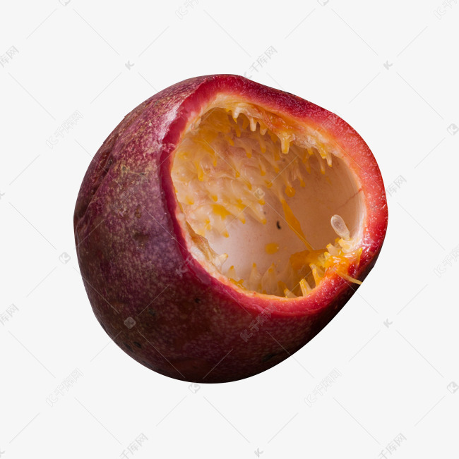 一个深红色的百香果壳