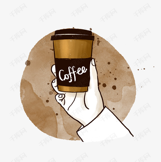 手拿咖啡杯png免抠素材